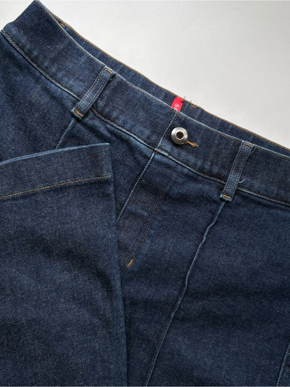 Spanx Pintuck Pull On High Rise Flare Jeans Raw Indigo Large